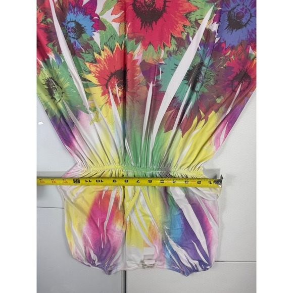 Belinda Rainbow Sunflower Dress V-Neck Sleeveless Summer Made in USA L - Picture 8 of 10